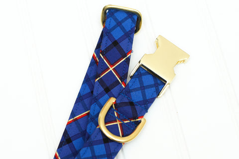 Royal Blue Plaid Dog Collar