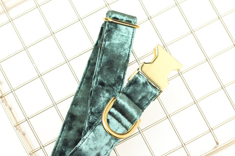 Light Olive Velvet Dog Collar