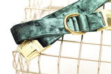 Light Olive Velvet Dog Collar