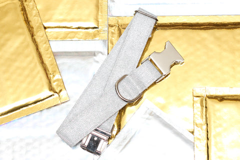 Silver Glitter Dog Collar