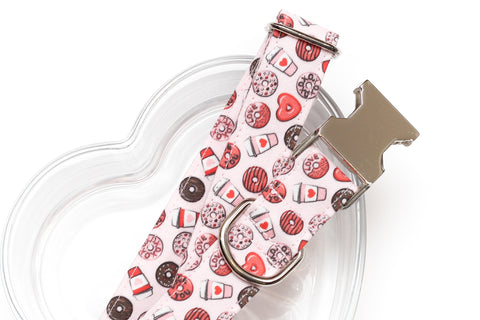 Coffee & Doughnuts Valentines Dog Collar