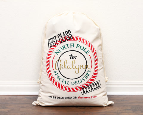 Santa Bag - First Class Circle Stamp
