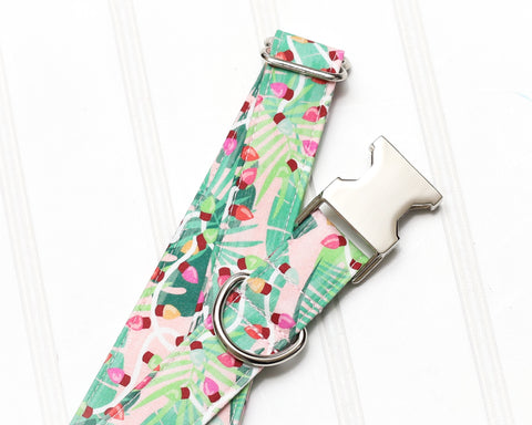 Tropical Christmas Lights Dog Collar