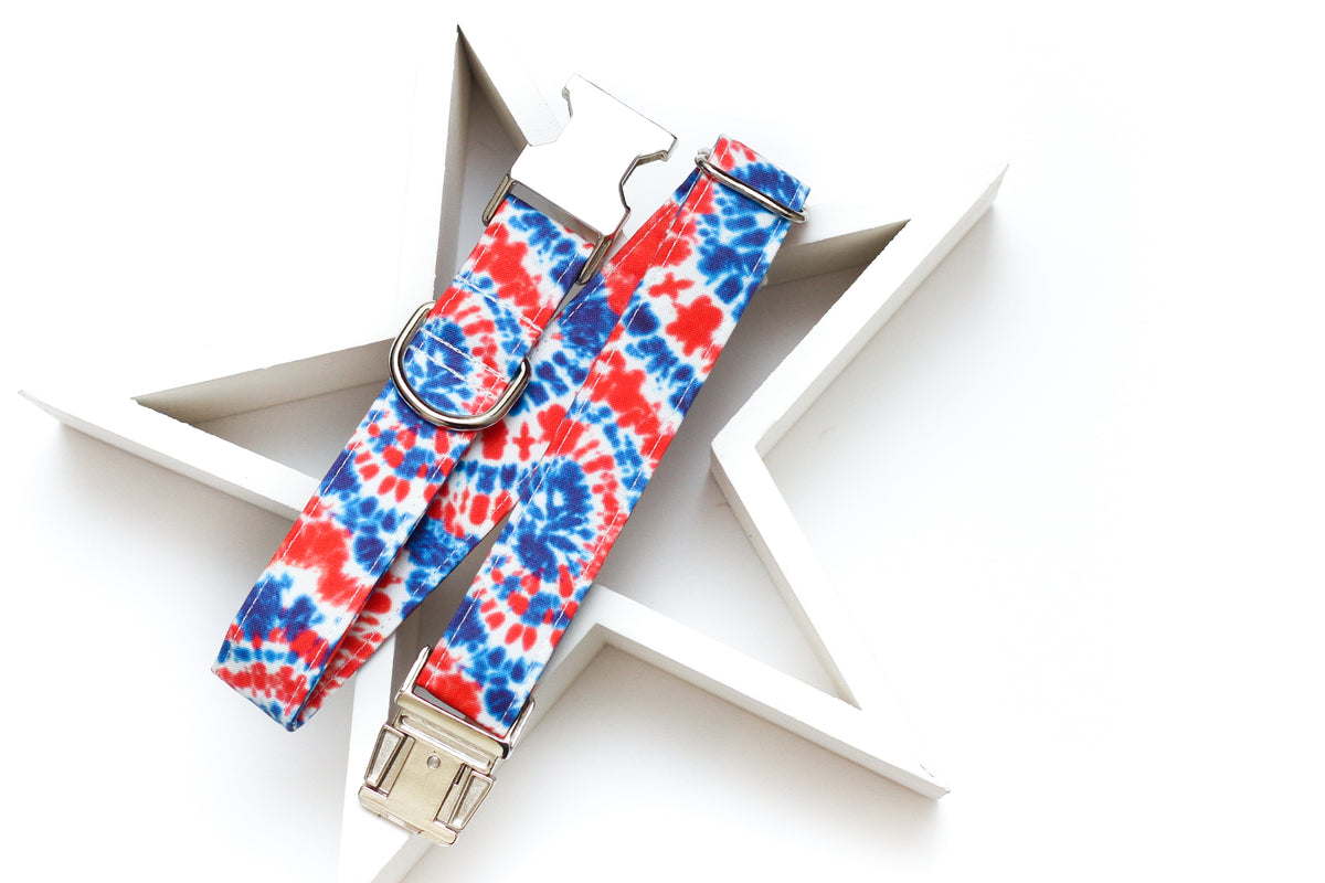 Red, White & Blue Tie Dye Dog Collar – Zaley Designs
