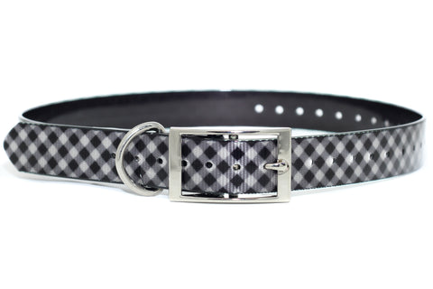 Black & White Gingham Waterproof Titan Dog Collar - Dirtproof, Stinkproof, Waterproof by Zaley Designs