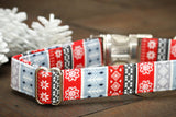 Christmas Dog Collar, Nordic Stripe Dog Collar, Red Snowflake, Mint Snowflake, Dog Lover Gift, Pet, Dog Stocking Stuffer, Puppy Collar