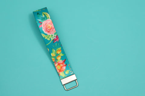 Teal Floral 6" Endurance Keychain