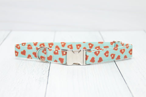 Mint Heart Waffles Dog Collar