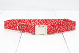 Red with White Hearts Dog Collar