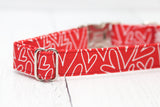 Red with White Hearts Dog Collar