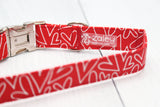 Red with White Hearts Dog Collar