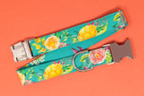 Teal Floral Dog Collar