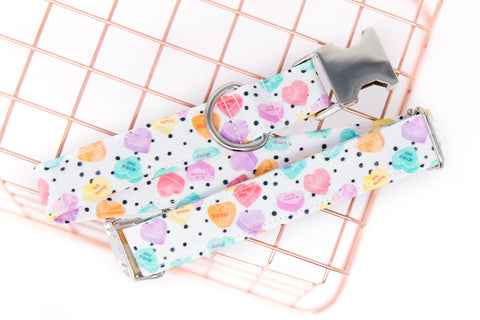 Conversation Hearts Valentines Dog Collar
