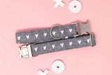 Charcoal Centered Hearts Dog Collar