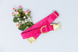 Hot Pink VELVET Dog Collar