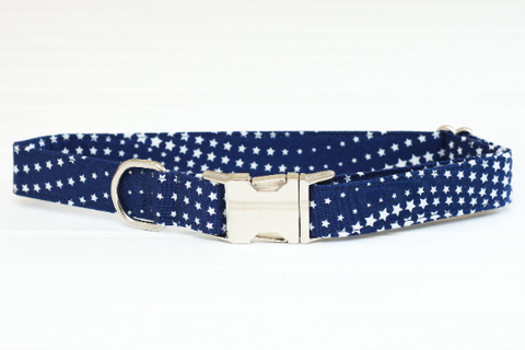 Wavy Navy Stars Dog Collar