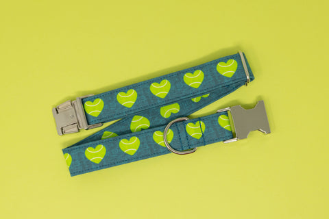 Tennis Hearts Dog Collar