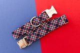 Red/White & Blue Plaid Dog Collar