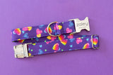 Rainbow Hearts 90s Dog Collar