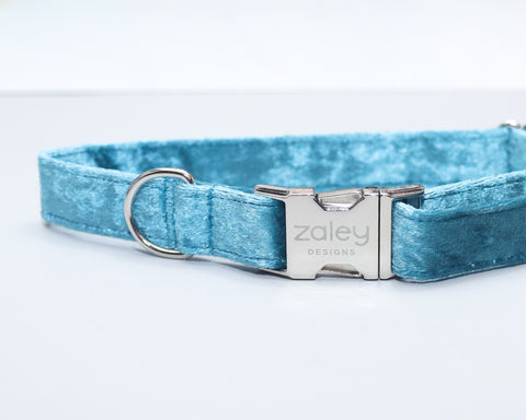 Any 1" wide size - Teal Velvet - Silver Buckle