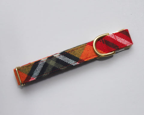 MEDIUM - Red & Yellow Flannel Plaid - Gold Buckle