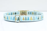 Blue Christmas Trees Dog Collar