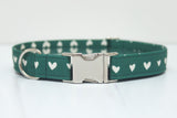 Green & White Hearts Dog Collar