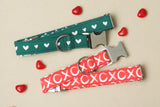 Green & White Hearts Dog Collar