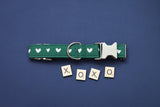 Green & White Hearts Dog Collar