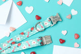 Mint Love Letters Endurance Dog Collar