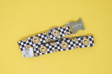 Checkered Smiley Faces Dog Collar