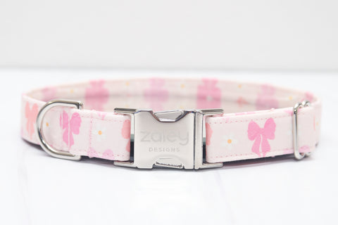 Pink Bows & Daisies Dog Collar