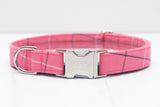 Bright Pink Plaid Dog Collar