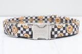 Checkered Smiley Faces Dog Collar