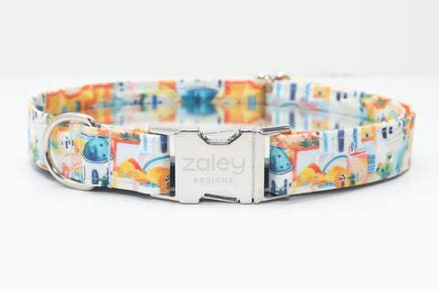 Santorini Greece Dog Collar
