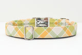 Citrus & Olive Plaid Dog Collar