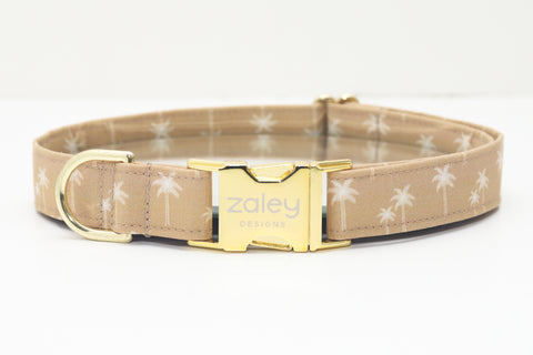 Beige Palm Trees Dog Collar