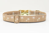 Beige Palm Trees Dog Collar