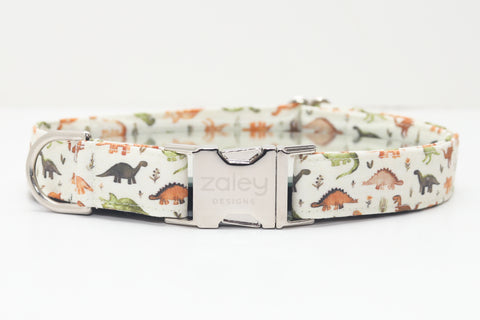 Tan Dinosaurs Dog Collar