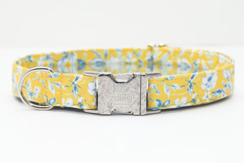 Yellow & Blue Floral Dog Collar