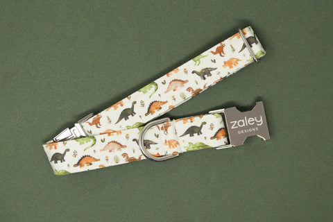 Tan Dinosaurs Dog Collar