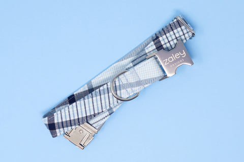 Light Blue Plaid Dog Collar