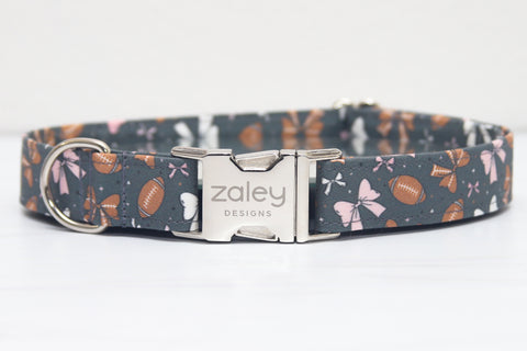 Footballs and Bows Dog Collar