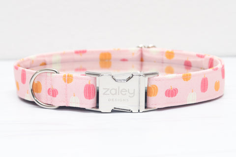 Pink and Orange Pumpkins Dog Collar