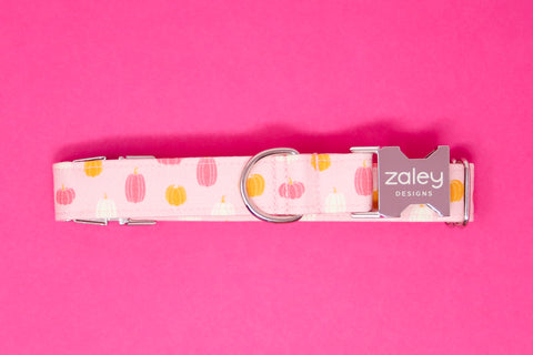 Pink and Orange Pumpkins Dog Collar