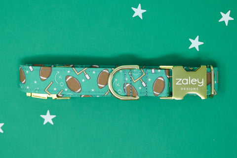 Green Football Dog Collar