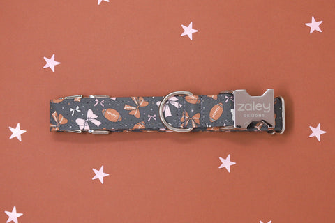 Footballs and Bows Dog Collar