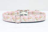 Vintage Pink Santas Dog Collar