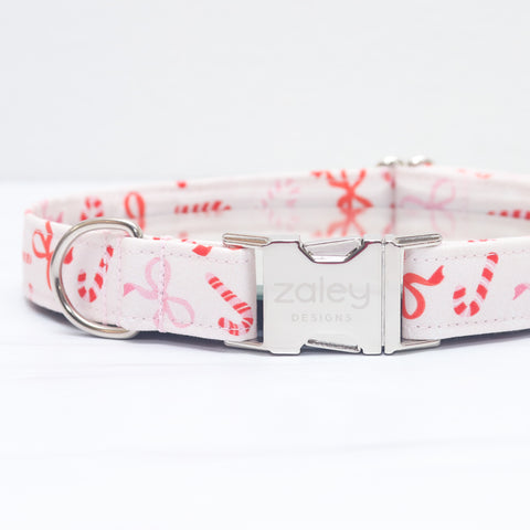 Pink Bows & Candy Canes Christmas Dog Collar