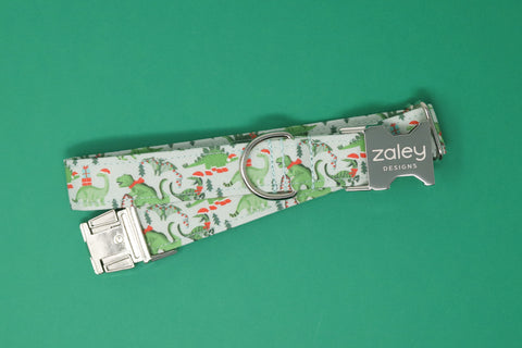 Christmas Dinosaurs Dog Collar